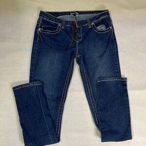 Karma Blue Y2K Lace-Up Low Rise Skinny Jeans Size 11